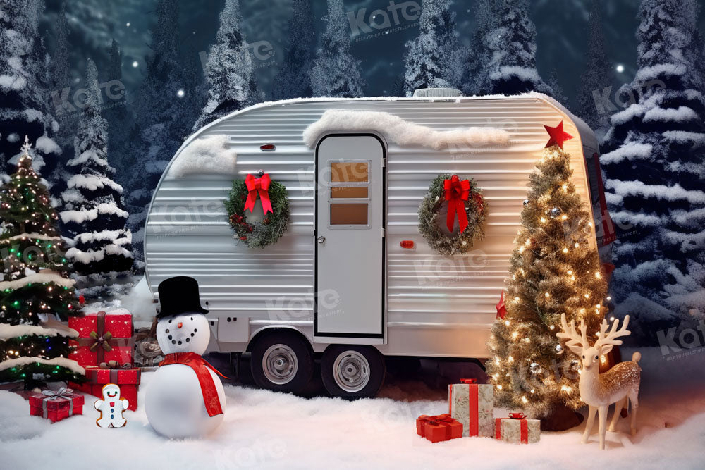 Kate Christmas Winter Snowman Car Backdrop Designed by Emetselch