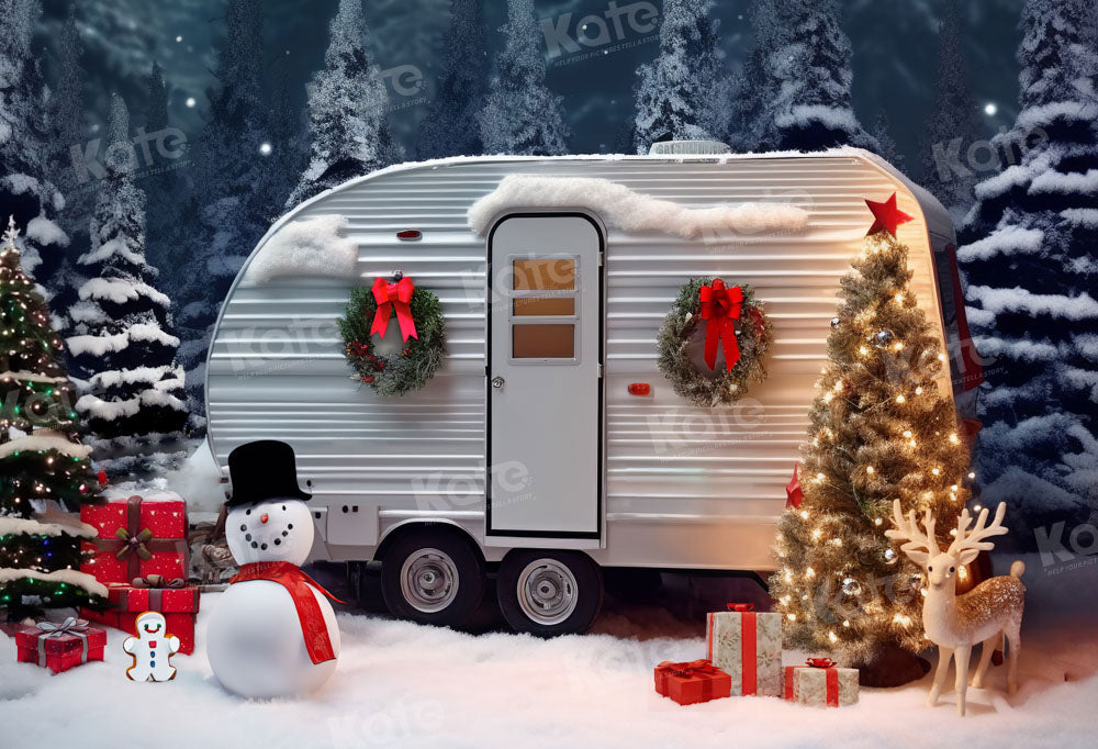 Kate Christmas Winter Snowman Car Backdrop Designed by Emetselch