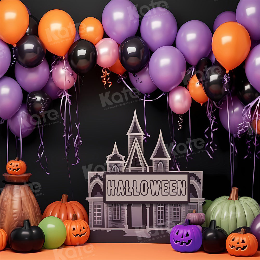 Kate Halloween Pumpkin Balloon Backdrop for Photography - Kate Backdrop AU