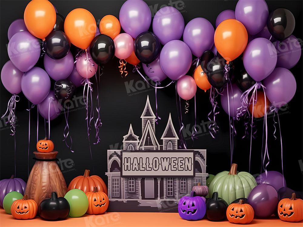 Kate Halloween Pumpkin Balloon Backdrop for Photography - Kate Backdrop AU