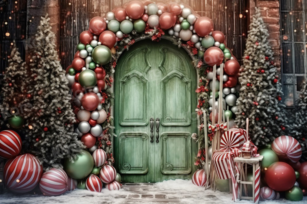 Kate Winter Christmas Tree Balloon Door Backdrop for Photography