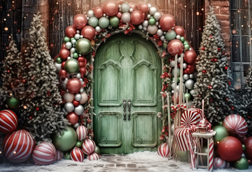 Kate Winter Christmas Tree Balloon Door Backdrop for Photography