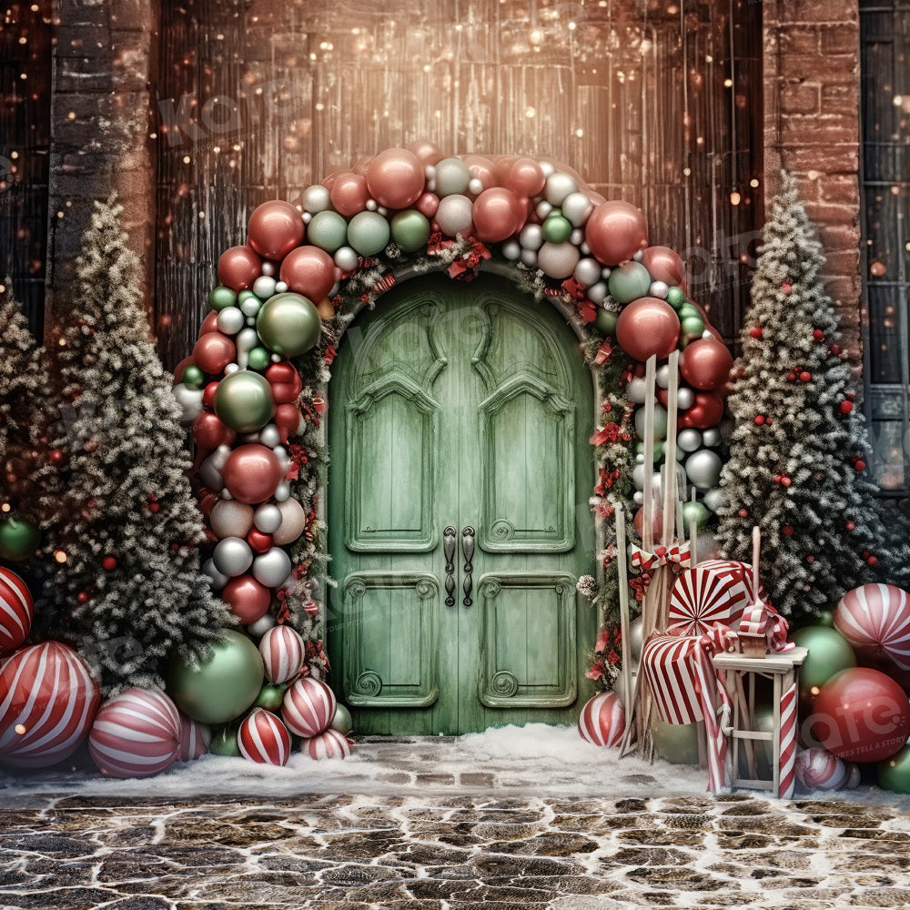 Kate Winter Christmas Tree Balloon Door Backdrop for Photography