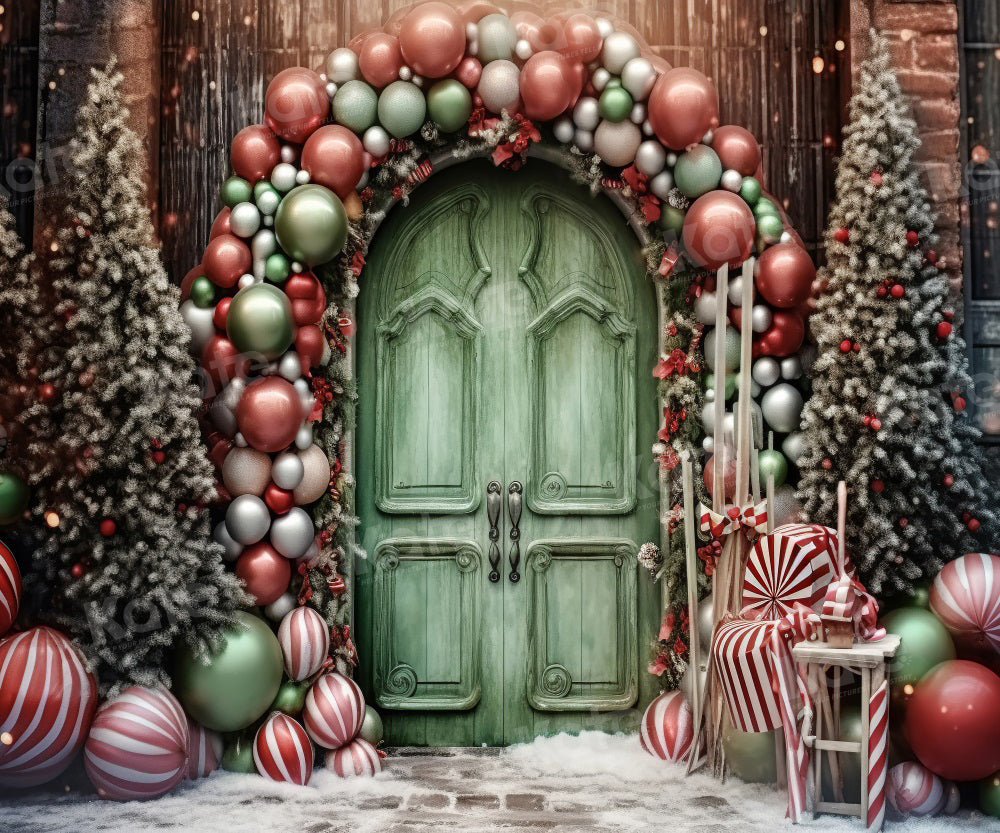 Kate Winter Christmas Tree Balloon Door Backdrop for Photography