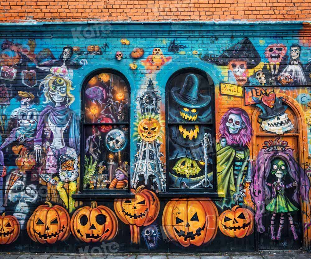 Kate Halloween Graffiti Brick Wall Backdrop Designed by Emetselch