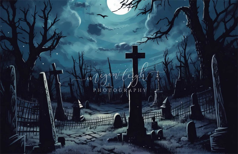 Kate Full Moon Graveyard Backdrop Designed by Megan Leigh Photography