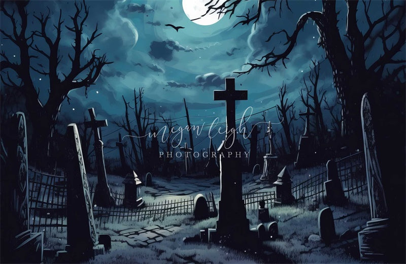 Kate Full Moon Graveyard Backdrop Designed by Megan Leigh Photography - Kate Backdrop AU