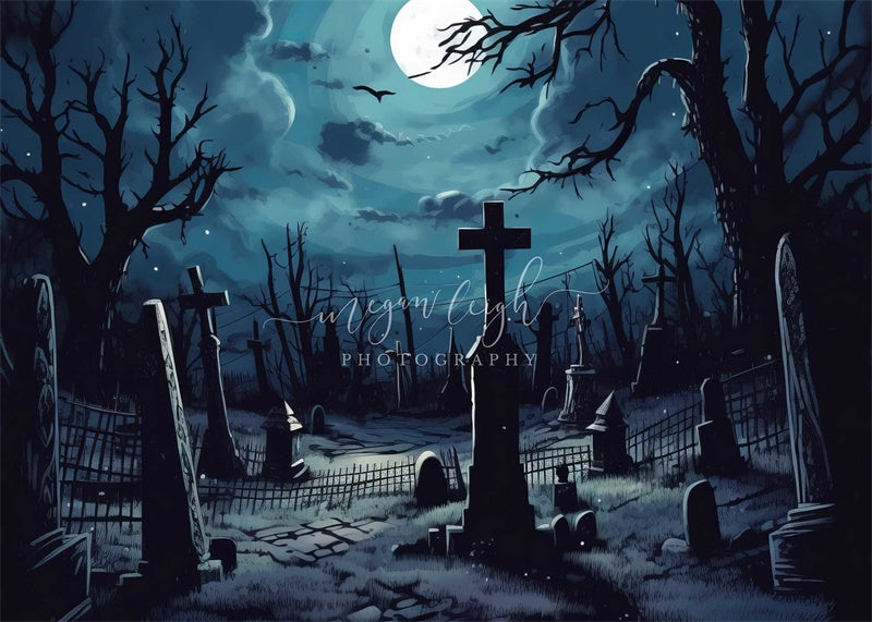 Kate Full Moon Graveyard Backdrop Designed by Megan Leigh Photography - Kate Backdrop AU