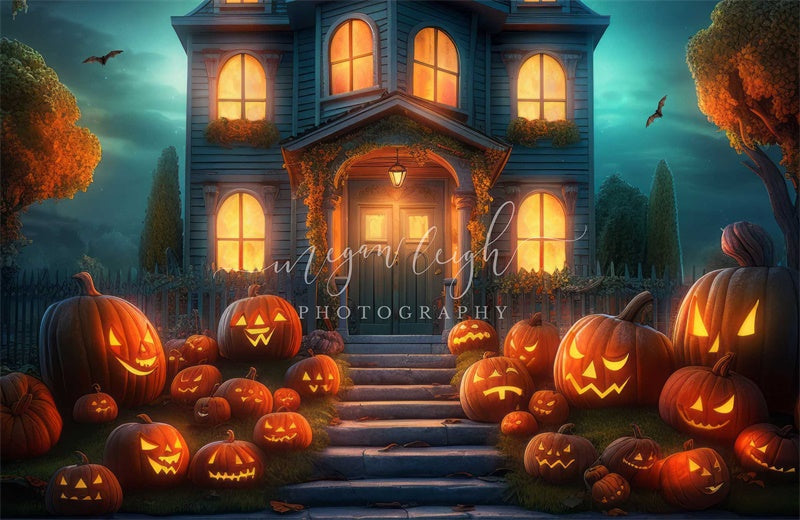 Kate Spooky Pumpkin House Backdrop Designed by Megan Leigh Photography