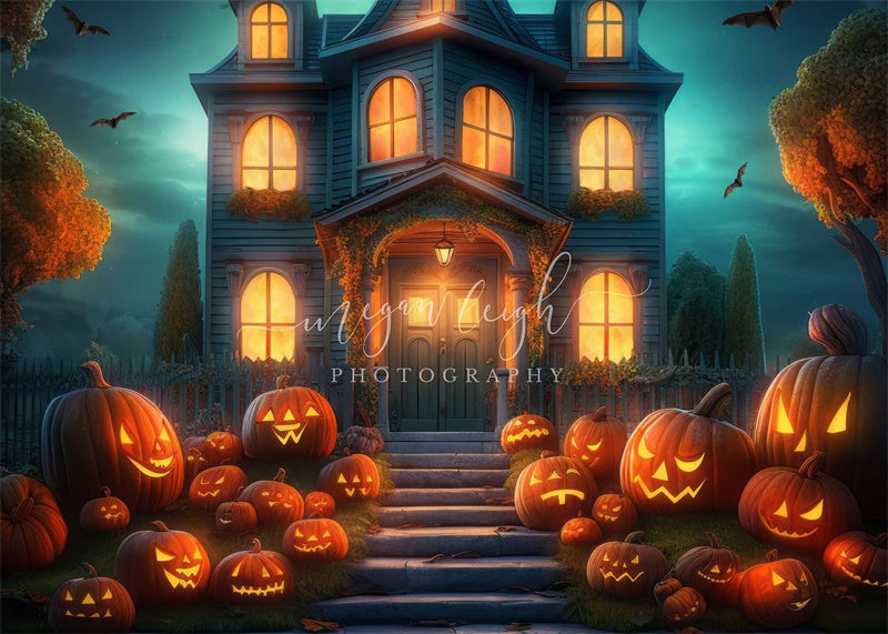 Kate Spooky Pumpkin House Backdrop Designed by Megan Leigh Photography