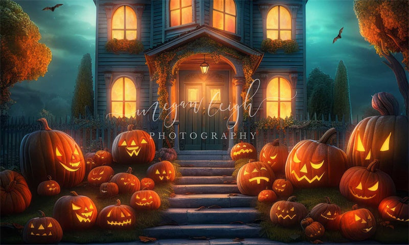 Kate Spooky Pumpkin House Backdrop Designed by Megan Leigh Photography