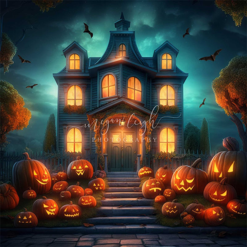 Kate Spooky Pumpkin House Backdrop Designed by Megan Leigh Photography