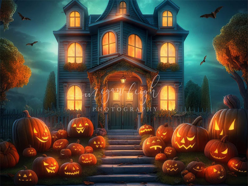 Kate Spooky Pumpkin House Backdrop Designed by Megan Leigh Photography