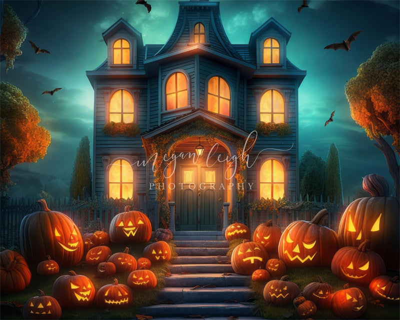 Kate Spooky Pumpkin House Backdrop Designed by Megan Leigh Photography