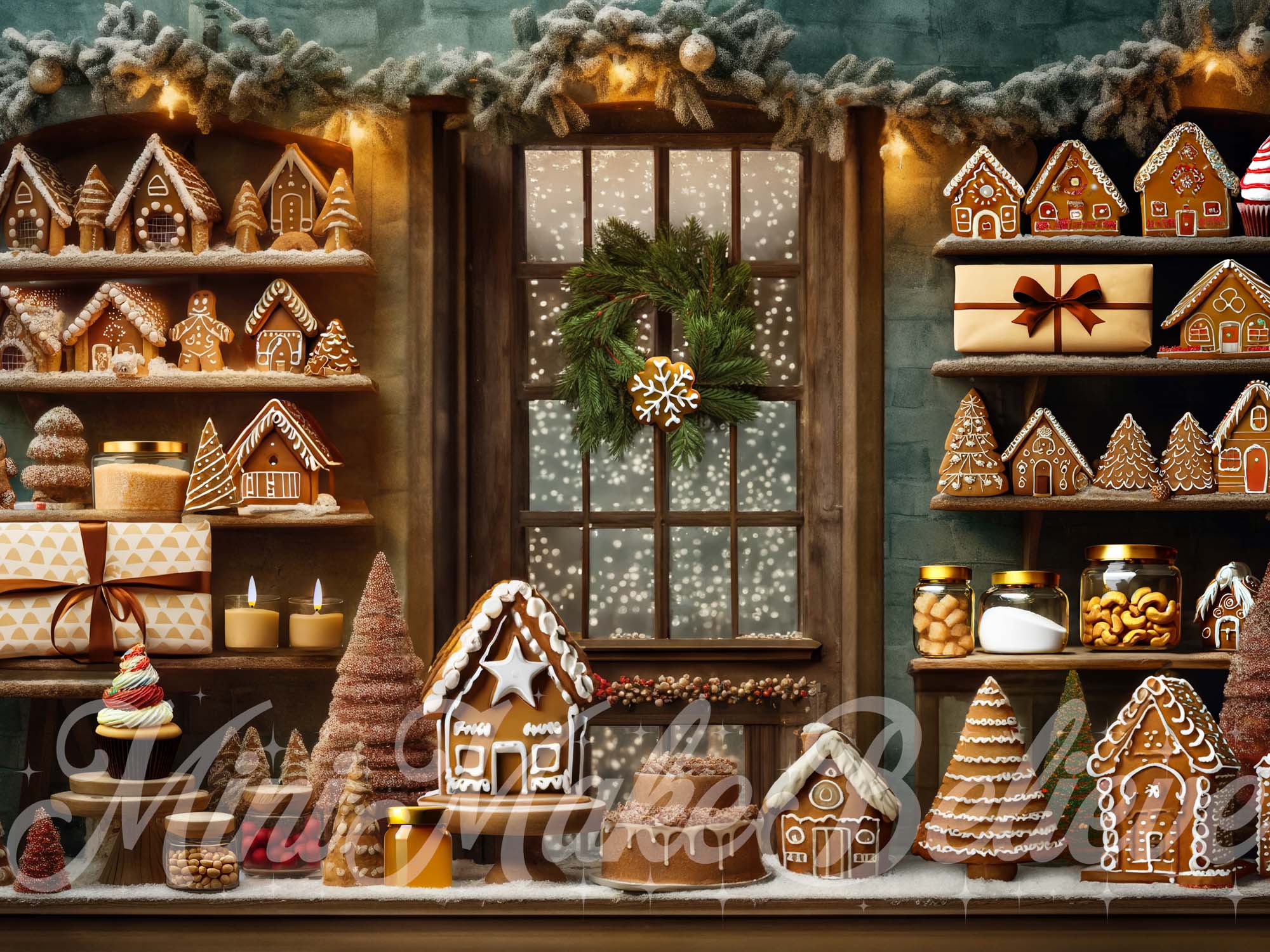 Kate Christmas Winter Gingerbread Kitchen Backdrop Designed by Mini MakeBelieve - Kate Backdrop AU