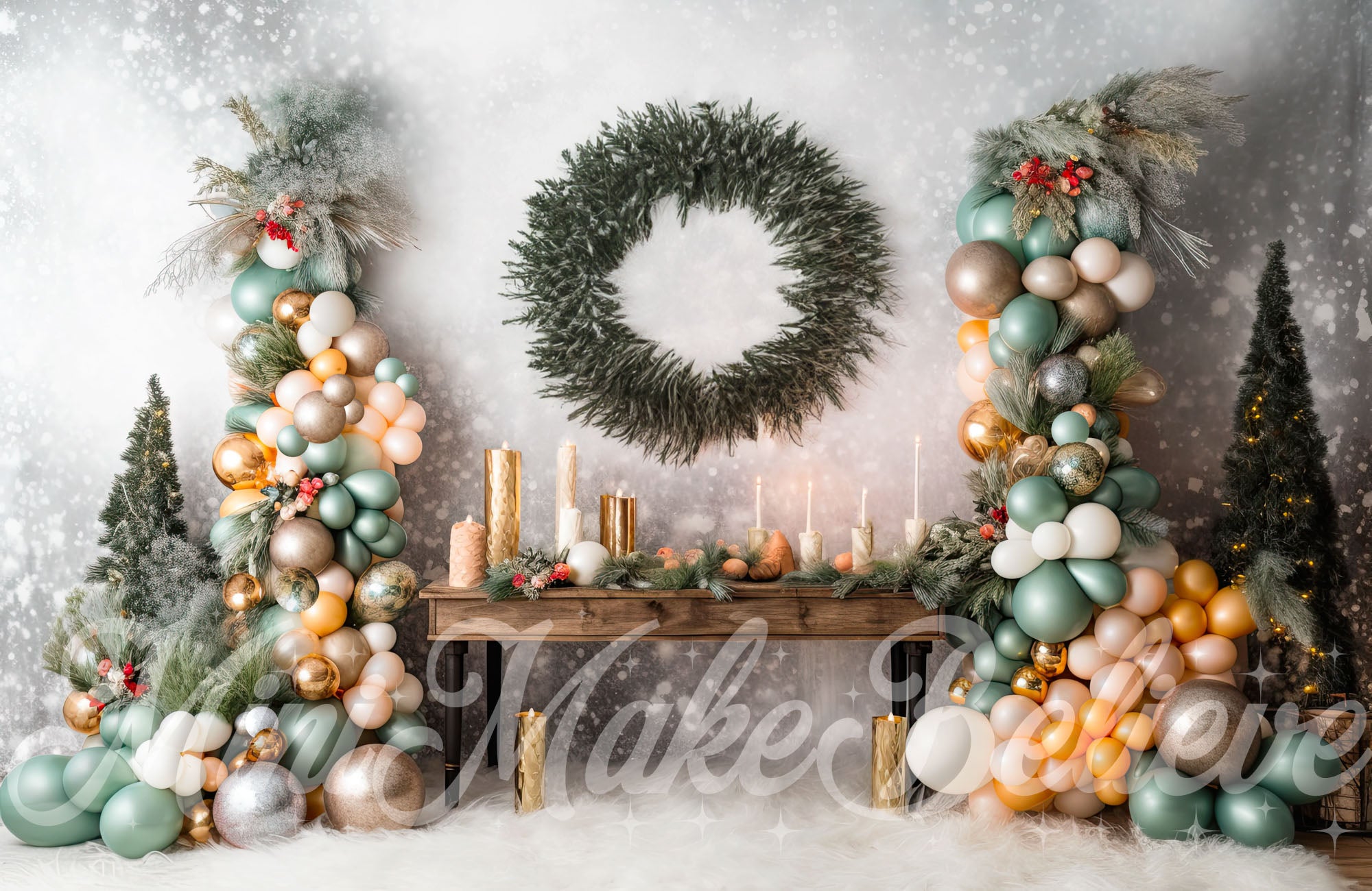 Kate Rustic Winter Christmas Party Wall Backdrop Designed by Mini MakeBelieve