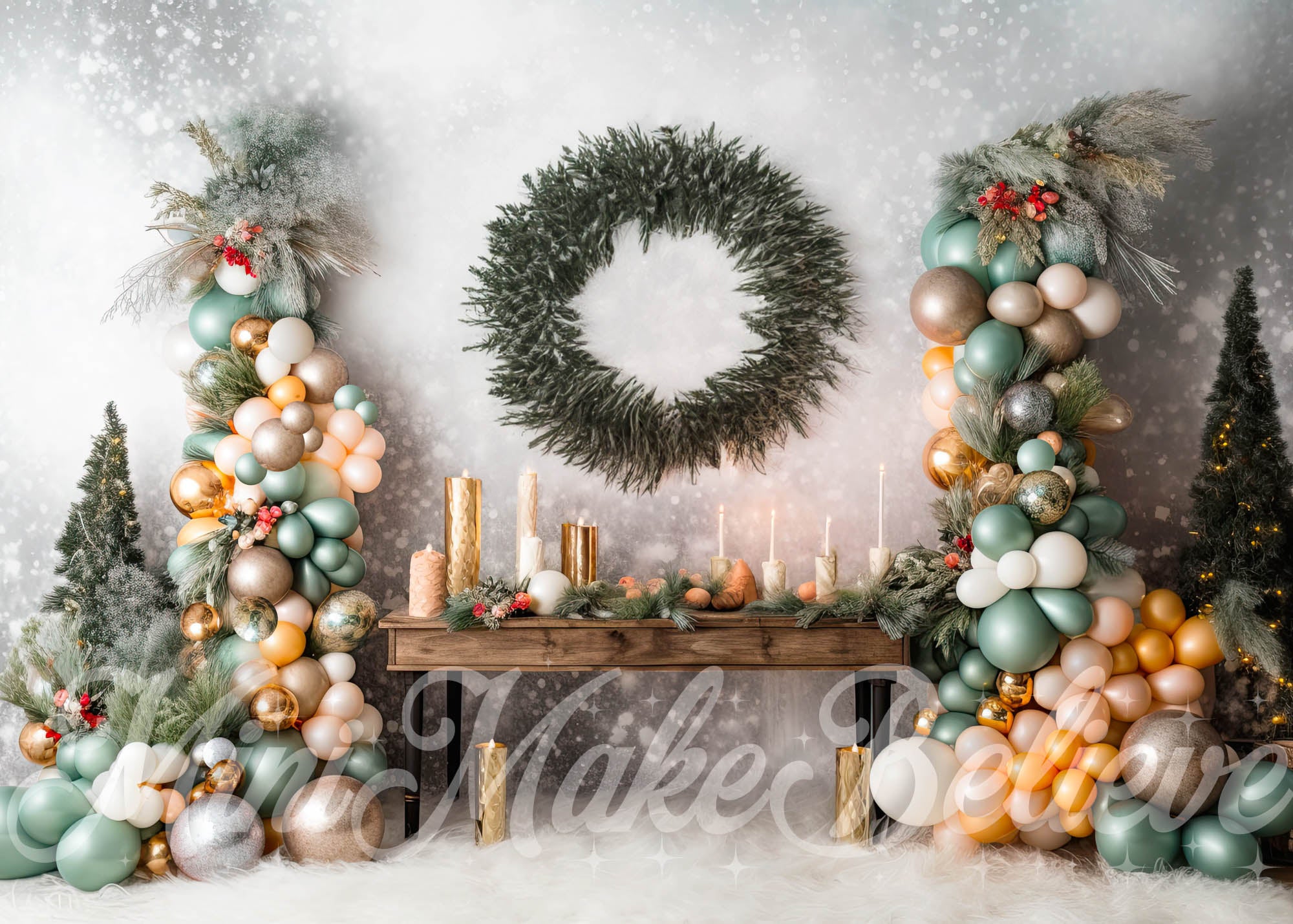 Kate Rustic Winter Christmas Party Wall Backdrop Designed by Mini MakeBelieve - Kate Backdrop AU