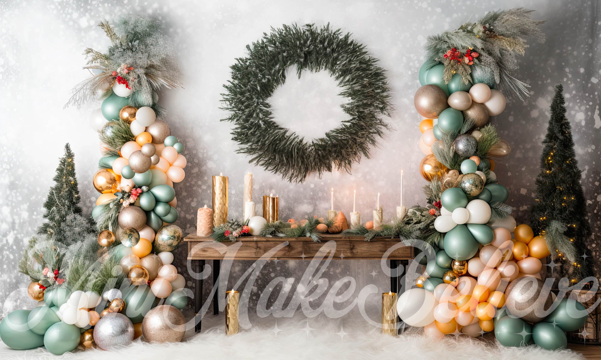 Kate Rustic Winter Christmas Party Wall Backdrop Designed by Mini MakeBelieve - Kate Backdrop AU