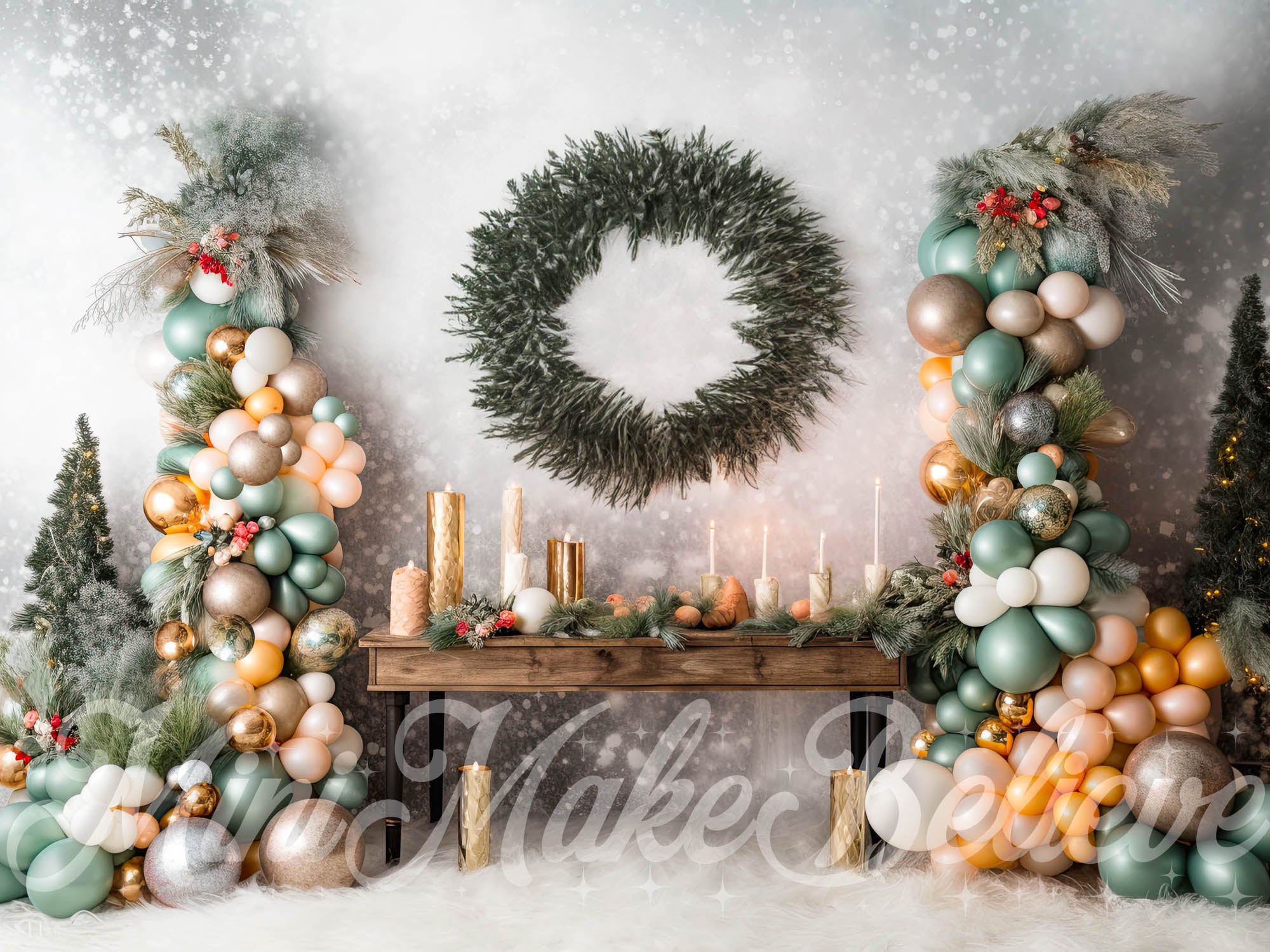 Kate Rustic Winter Christmas Party Wall Backdrop Designed by Mini MakeBelieve - Kate Backdrop AU