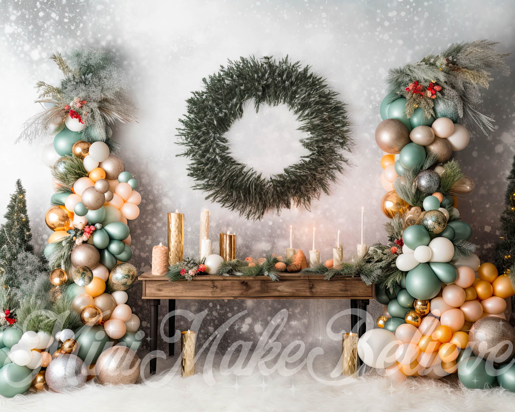 Kate Rustic Winter Christmas Party Wall Backdrop Designed by Mini MakeBelieve - Kate Backdrop AU
