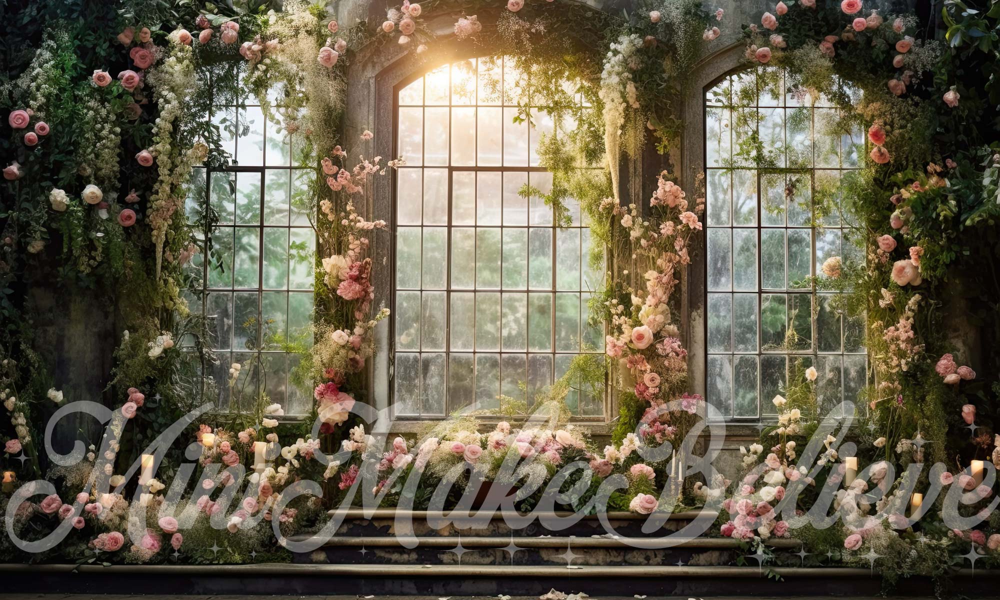 Kate Valentine Spring Wedding Backdrop Romantic Roses Designed by Mini MakeBelieve - Kate Backdrop AU