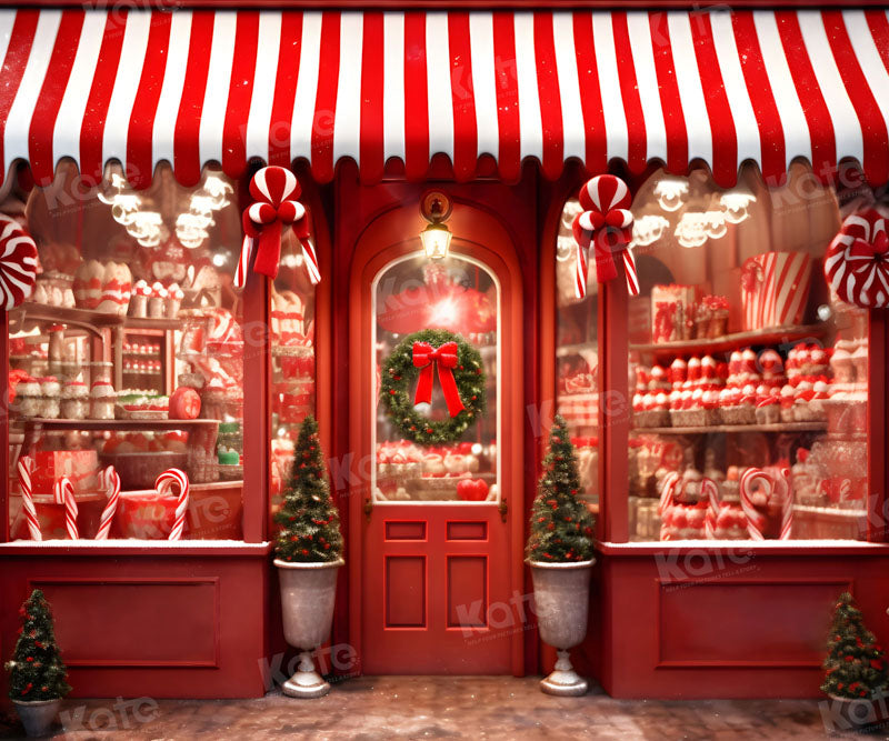 Kate Red Shop Christmas Backdrop for Photography - Kate Backdrop AU