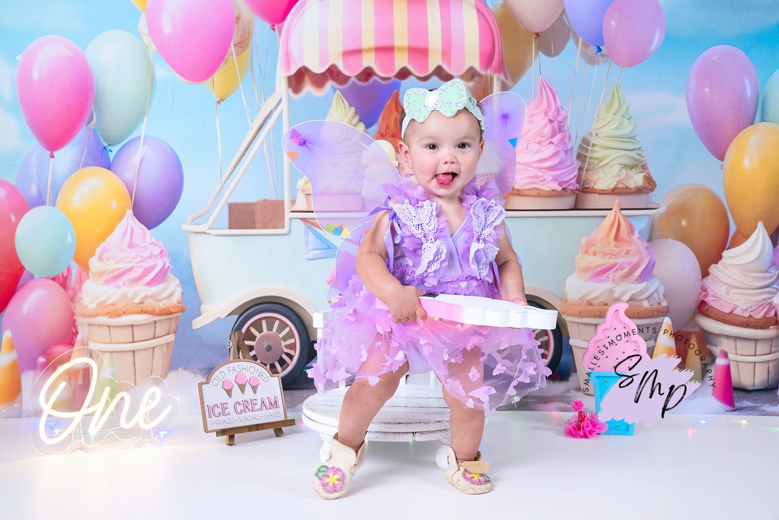 Kate Summer Sweet Ice Cream Backdrop Car Cake Smash Balloon Sky Designed by Chain Photography
