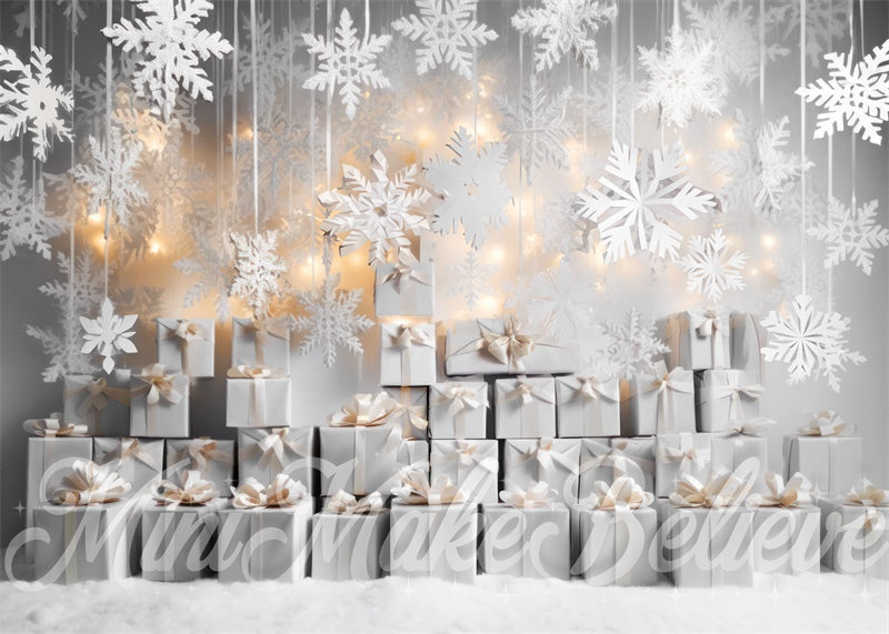 Kate Paper Snowflakes Wrapped Gifts Backdrop Designed by Mini MakeBelieve - Kate Backdrop AU