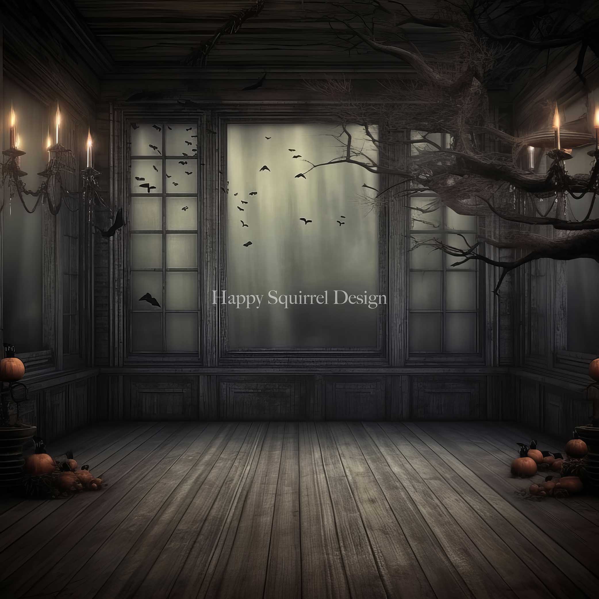 Kate Abandoned Spooky Room Backdrop Designed by Happy Squirrel Design - Kate Backdrop AU