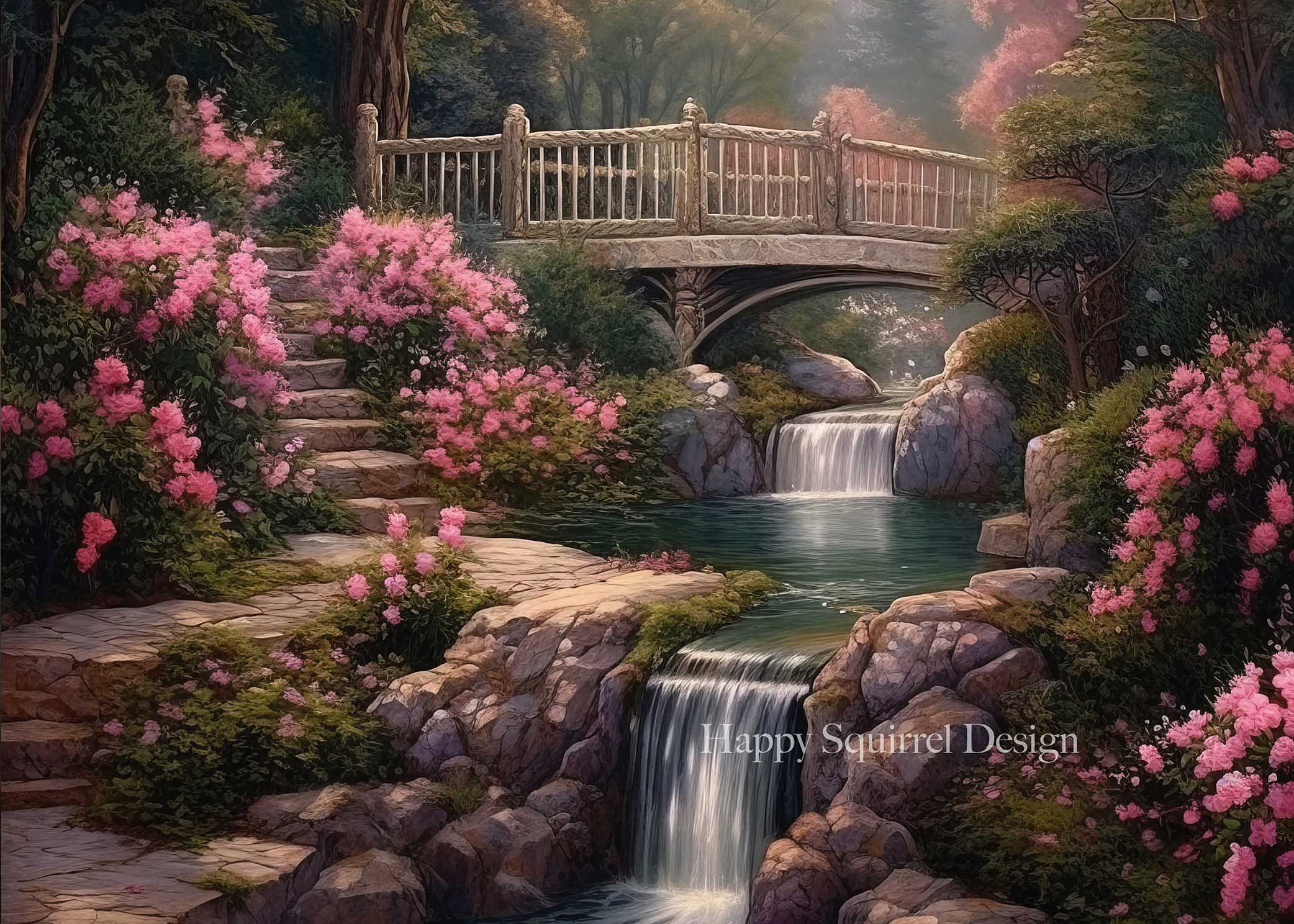Kate Waterfall Rose Garden Backdrop Designed by Happy Squirrel Design - Kate Backdrop AU