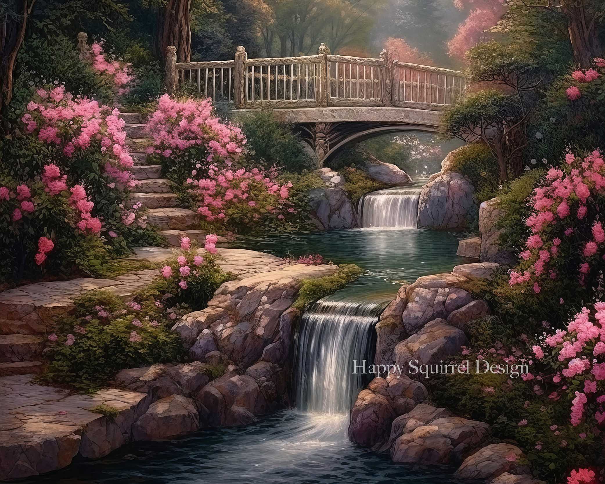 Kate Waterfall Rose Garden Backdrop Designed by Happy Squirrel Design - Kate Backdrop AU