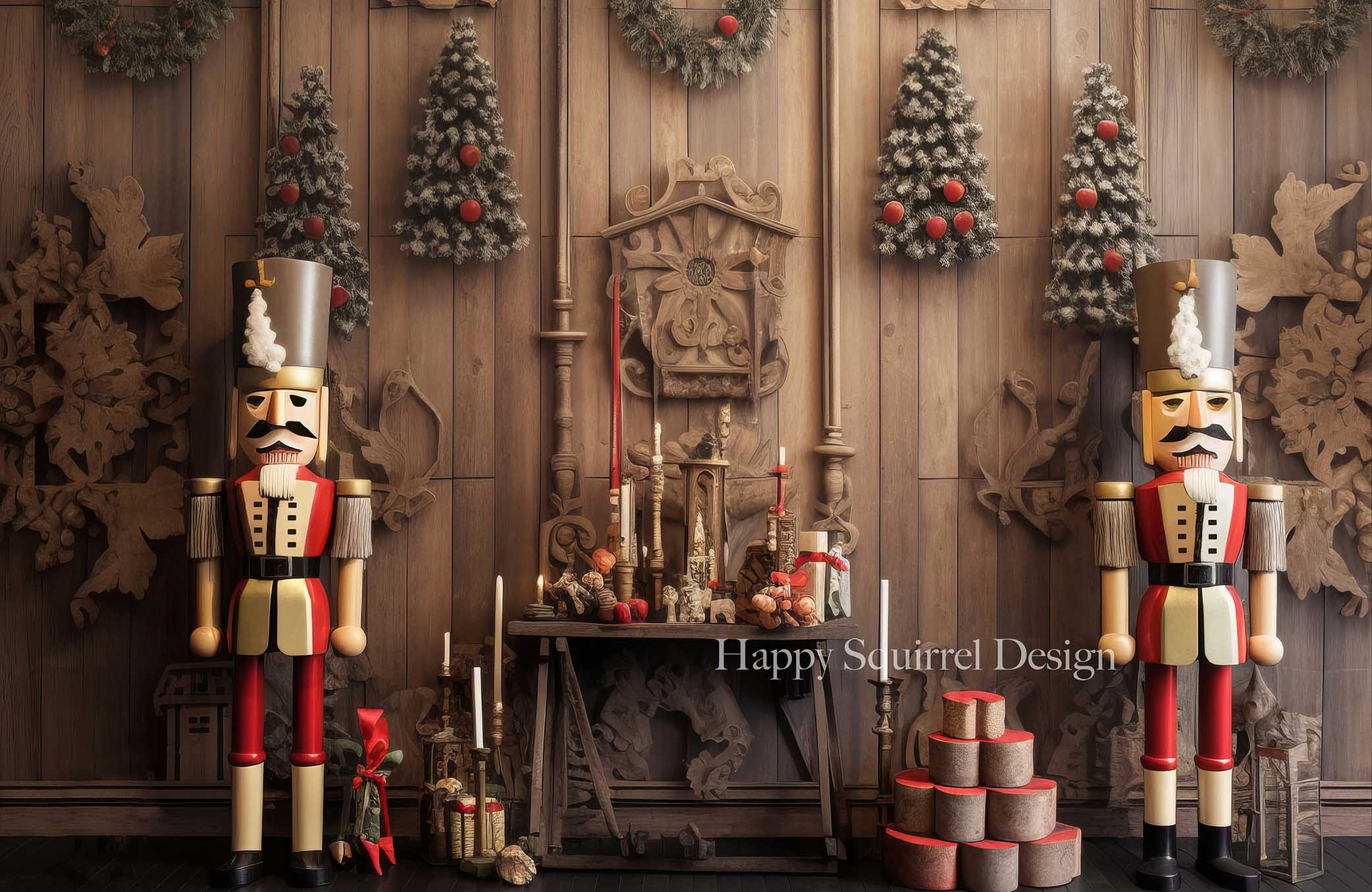 Kate Wooden Nutcraker Wall Backdrop Designed by Happy Squirrel Design - Kate Backdrop AU