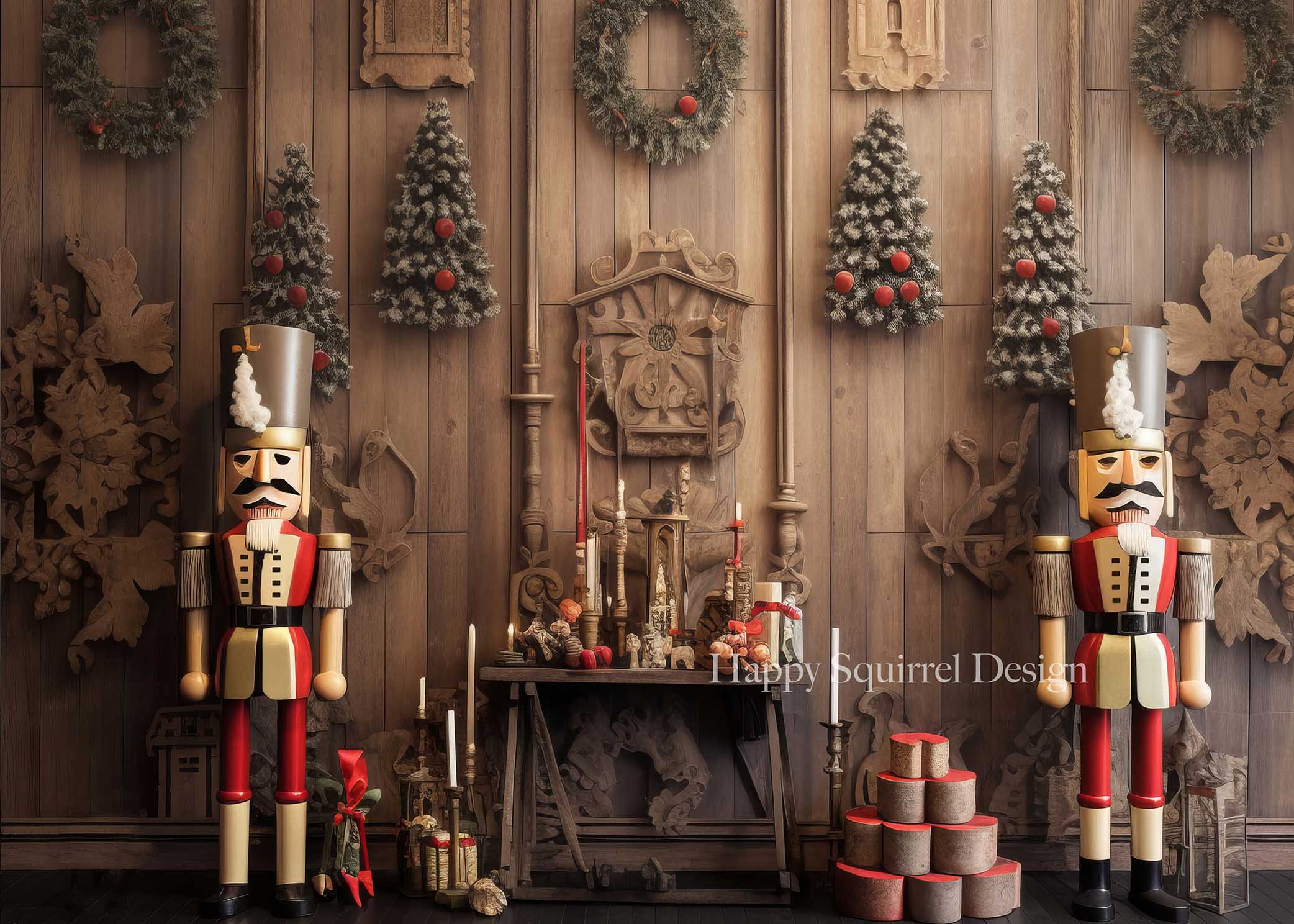 Kate Wooden Nutcraker Wall Backdrop Designed by Happy Squirrel Design - Kate Backdrop AU