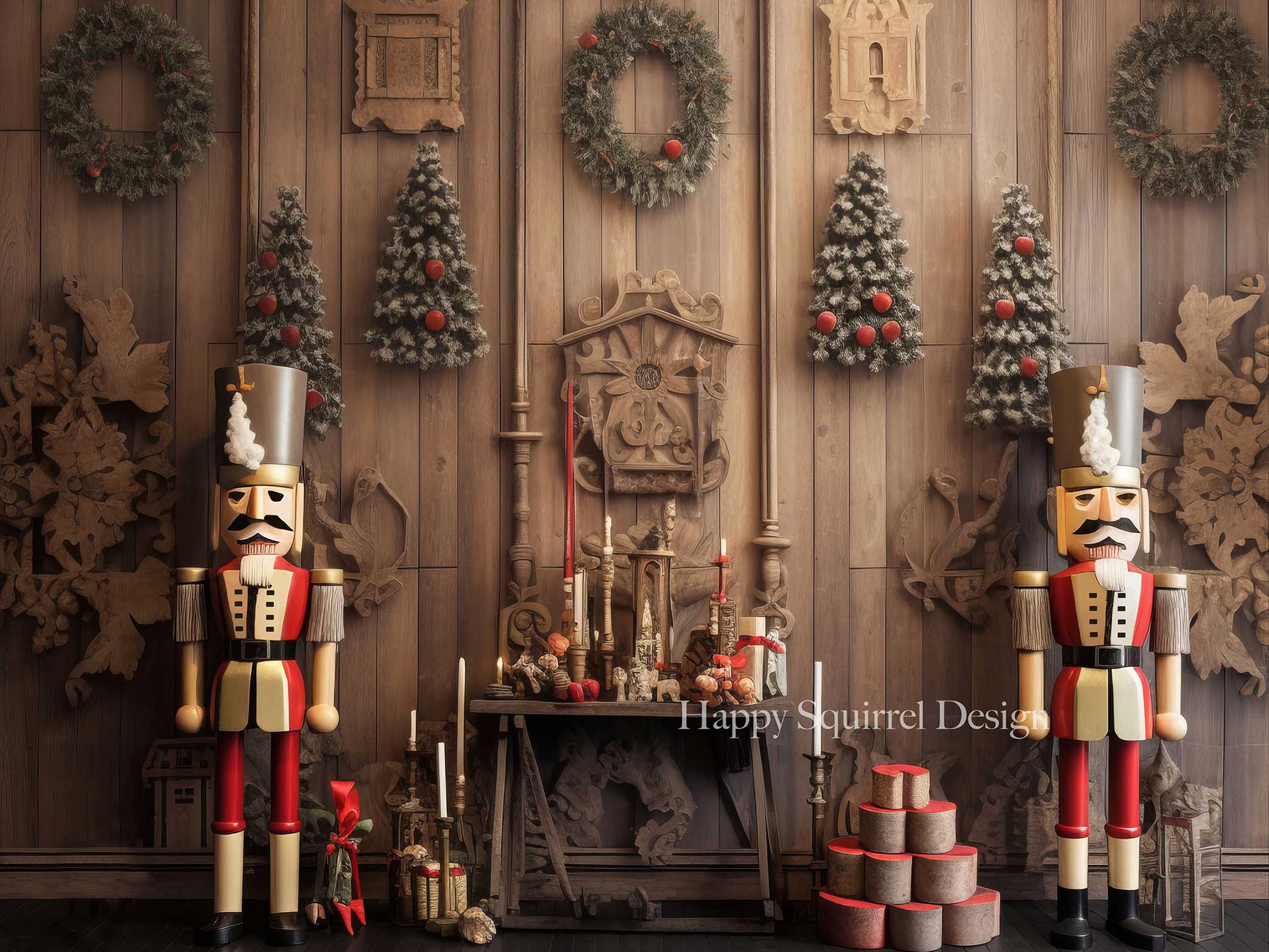 Kate Wooden Nutcraker Wall Backdrop Designed by Happy Squirrel Design - Kate Backdrop AU