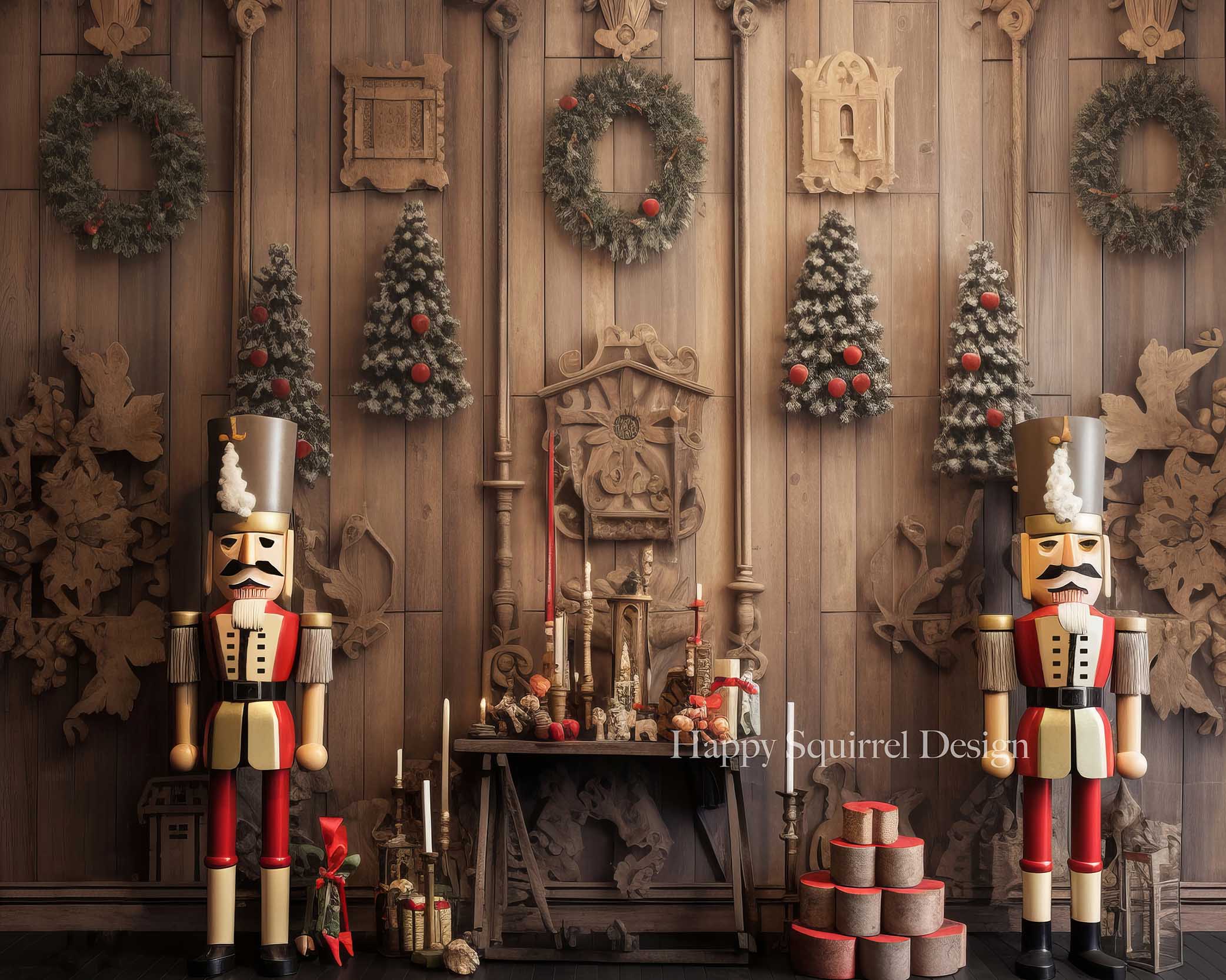 Kate Wooden Nutcraker Wall Backdrop Designed by Happy Squirrel Design - Kate Backdrop AU