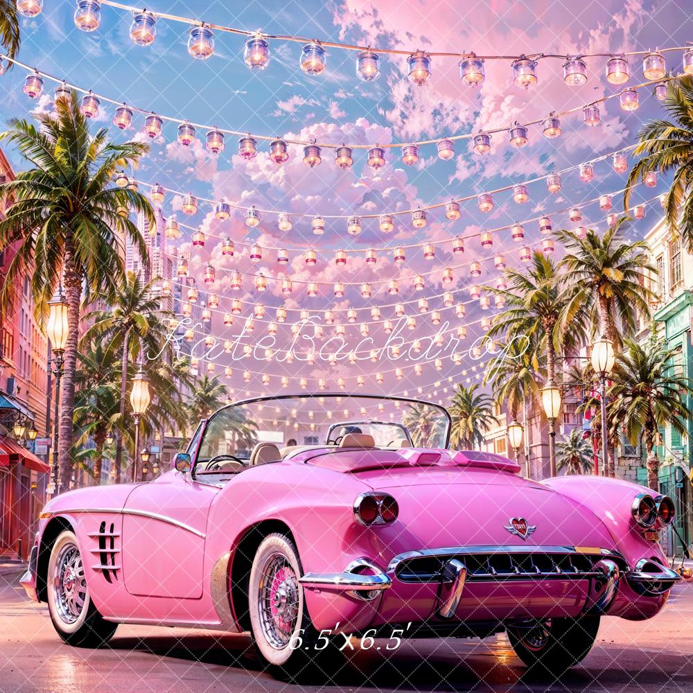 Kate Doll's Dream Town Backdrop Pink Car for Photography