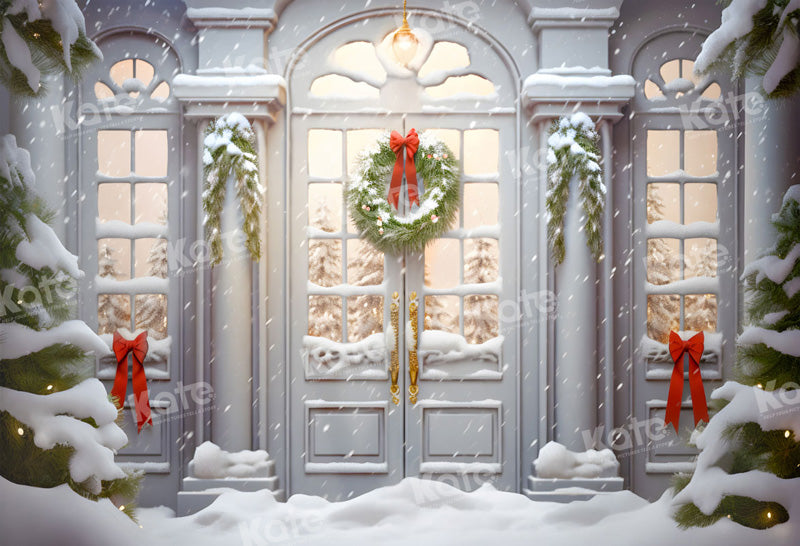 Kate Winter Christmas White Door Yard Backdrop for Photography - Kate Backdrop AU