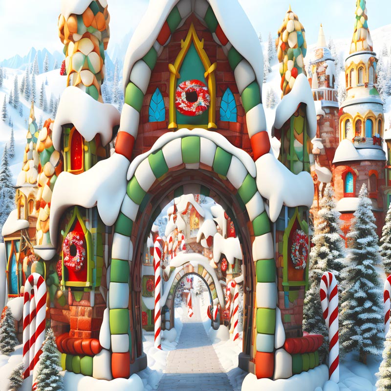 Kate Christmas Snow Mountain Town Backdrop for Photography - Kate Backdrop AU