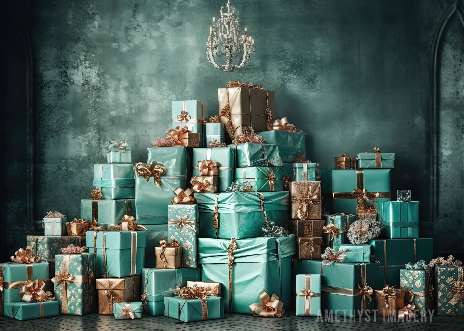 Kate Pretty Green and Gold Packages Backdrop Designed by Angela Marie Photography - Kate Backdrop AU
