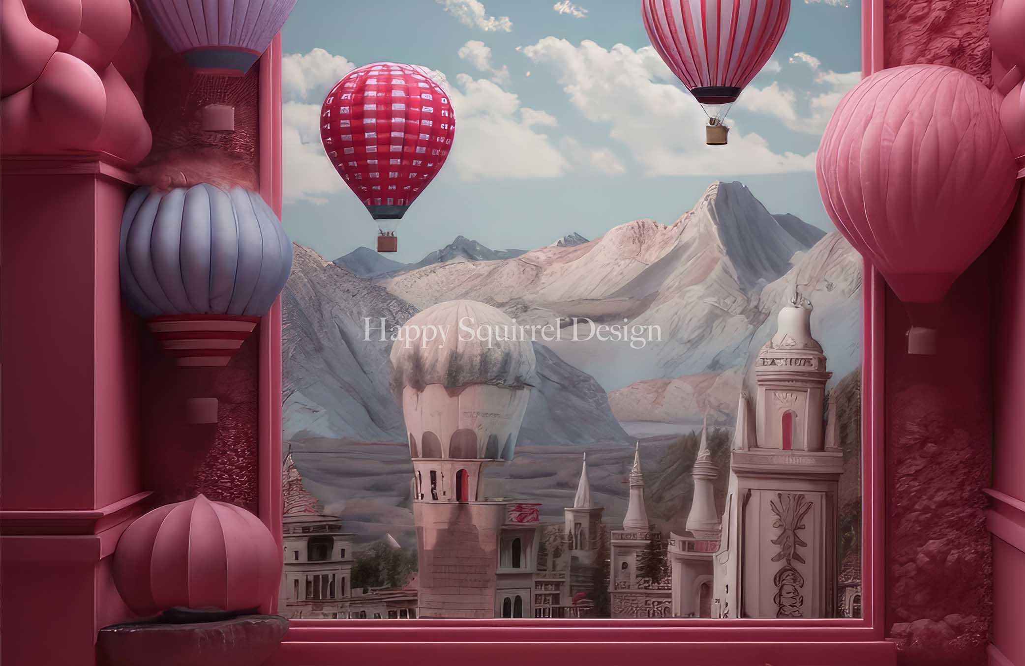 Kate Hot Air Balloon Window Backdrop Designed by Happy Squirrel Design