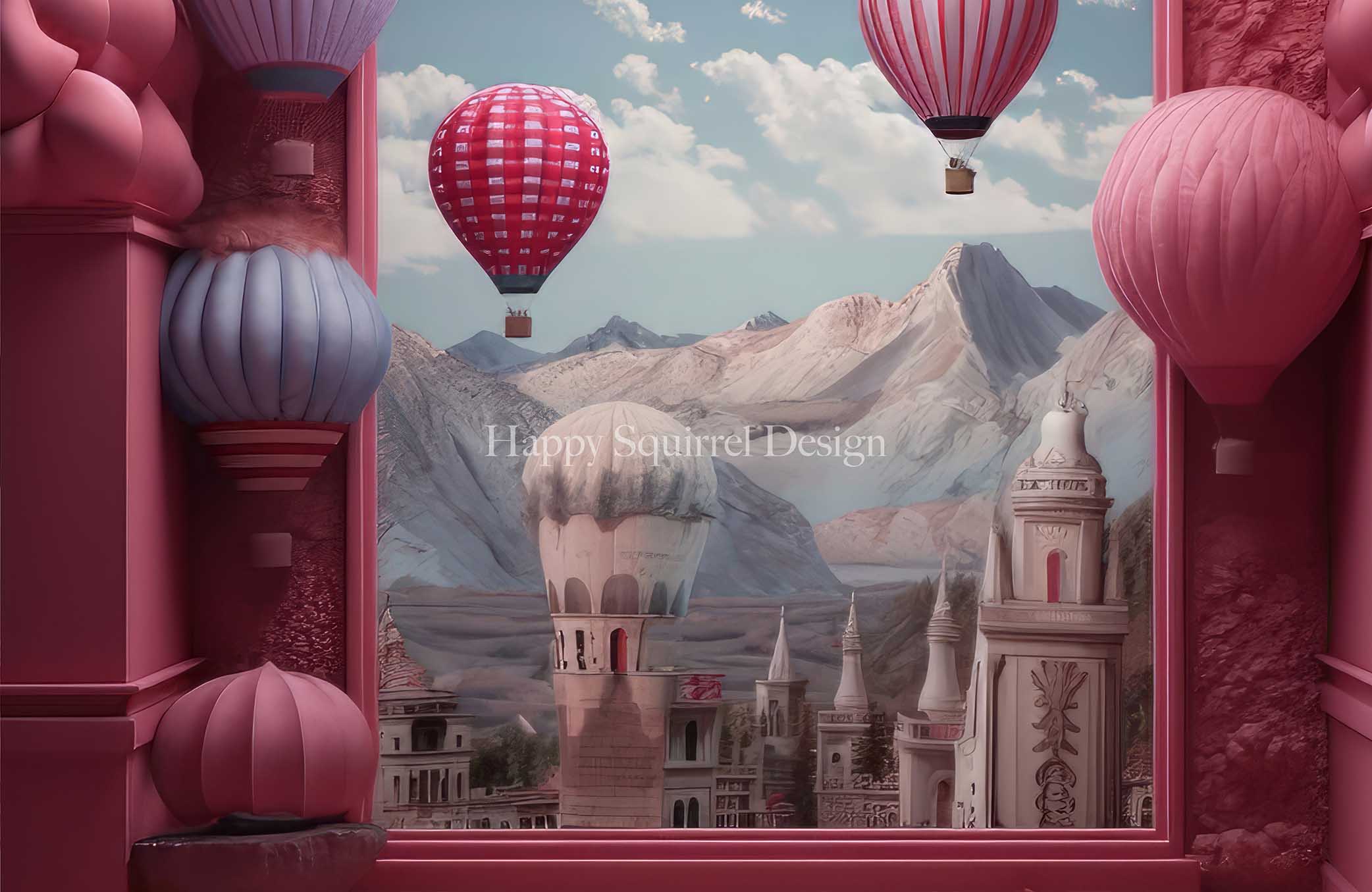 Kate Hot Air Balloon Window Backdrop Designed by Happy Squirrel Design - Kate Backdrop AU