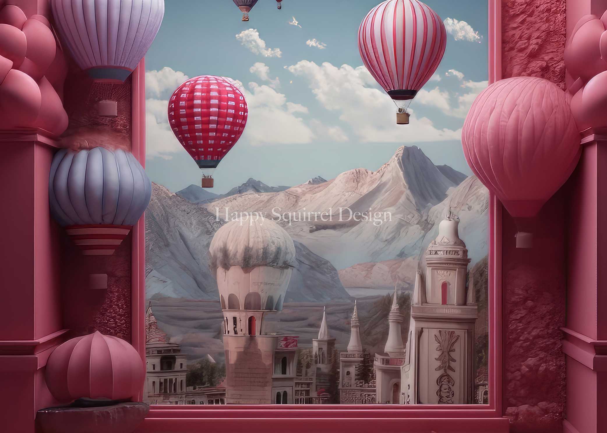 Kate Hot Air Balloon Window Backdrop Designed by Happy Squirrel Design - Kate Backdrop AU