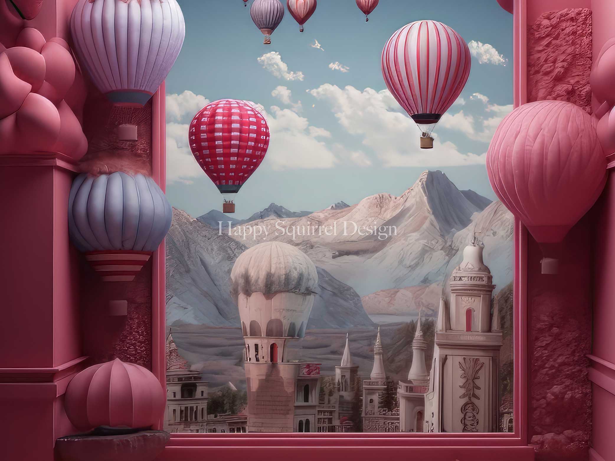 Kate Hot Air Balloon Window Backdrop Designed by Happy Squirrel Design - Kate Backdrop AU