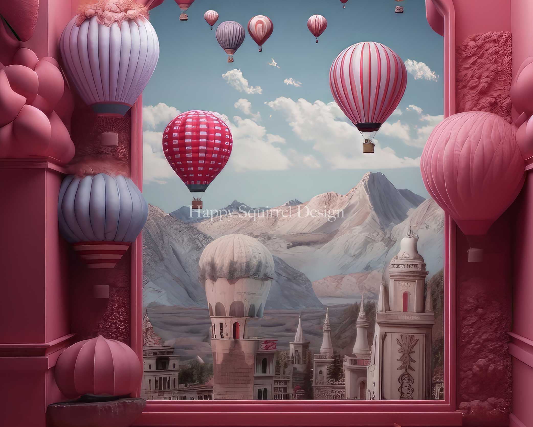 Kate Hot Air Balloon Window Backdrop Designed by Happy Squirrel Design - Kate Backdrop AU