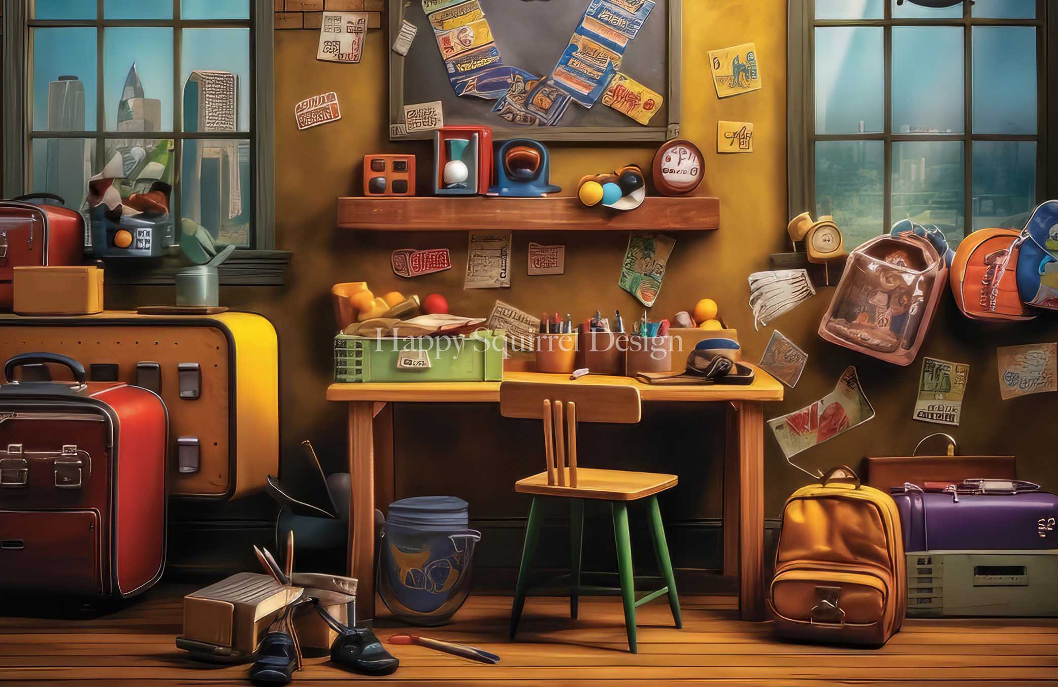 Kate School House Workspace Backdrop Designed by Happy Squirrel Design - Kate Backdrop AU