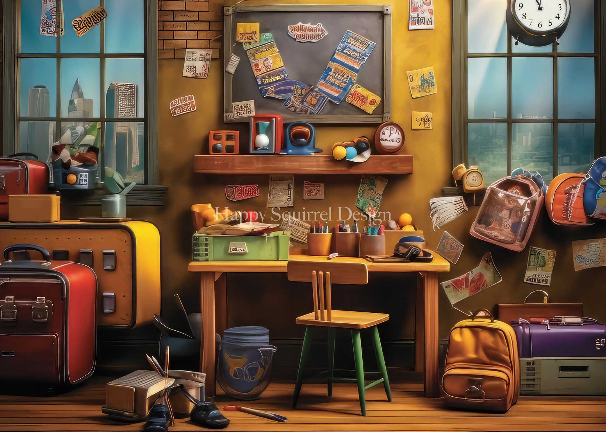 Kate School House Workspace Backdrop Designed by Happy Squirrel Design - Kate Backdrop AU