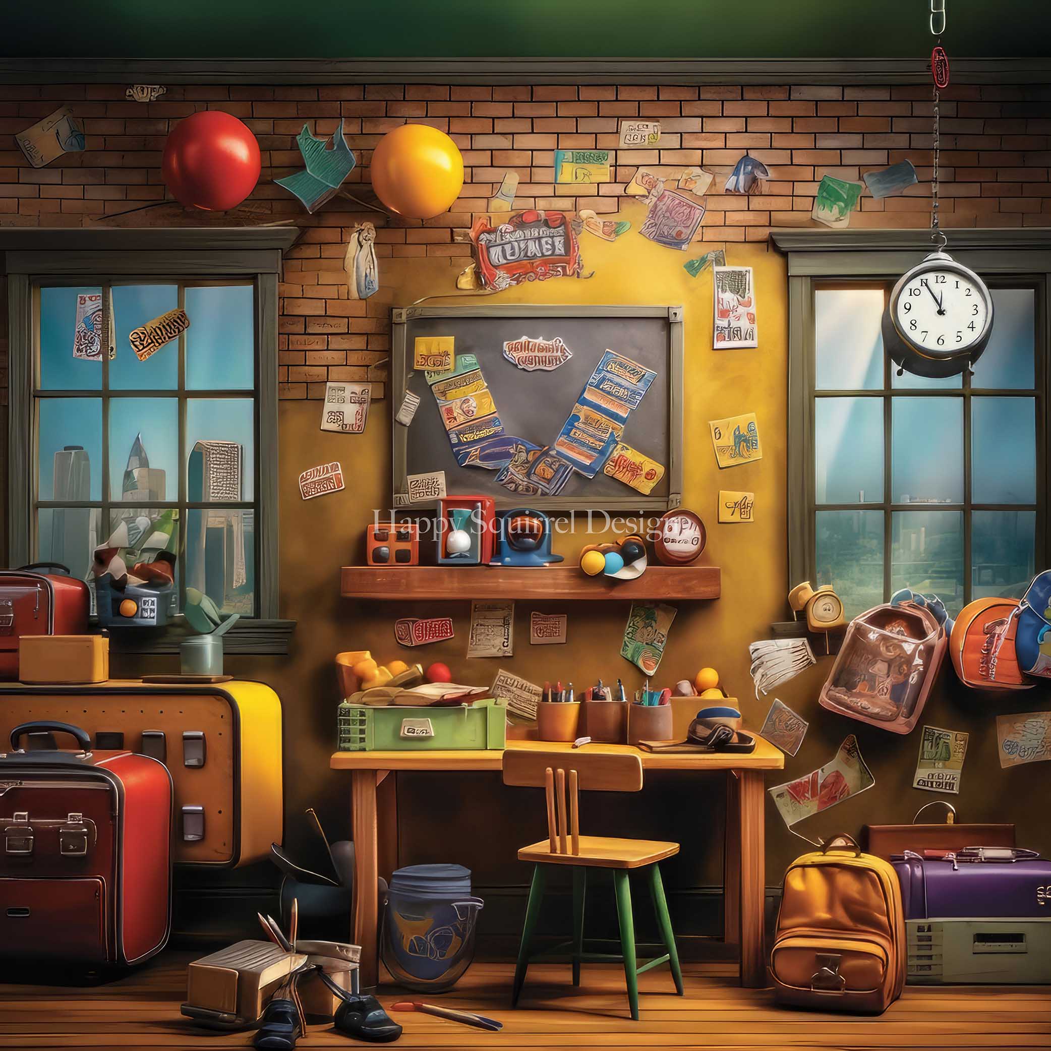 Kate School House Workspace Backdrop Designed by Happy Squirrel Design - Kate Backdrop AU