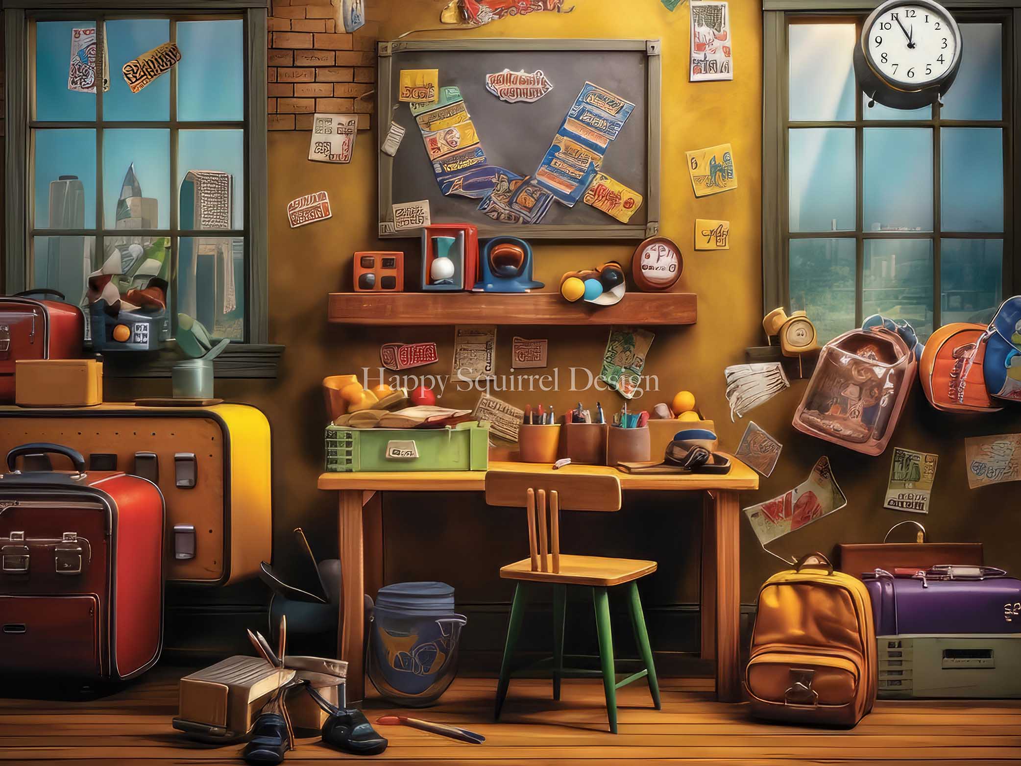 Kate School House Workspace Backdrop Designed by Happy Squirrel Design - Kate Backdrop AU