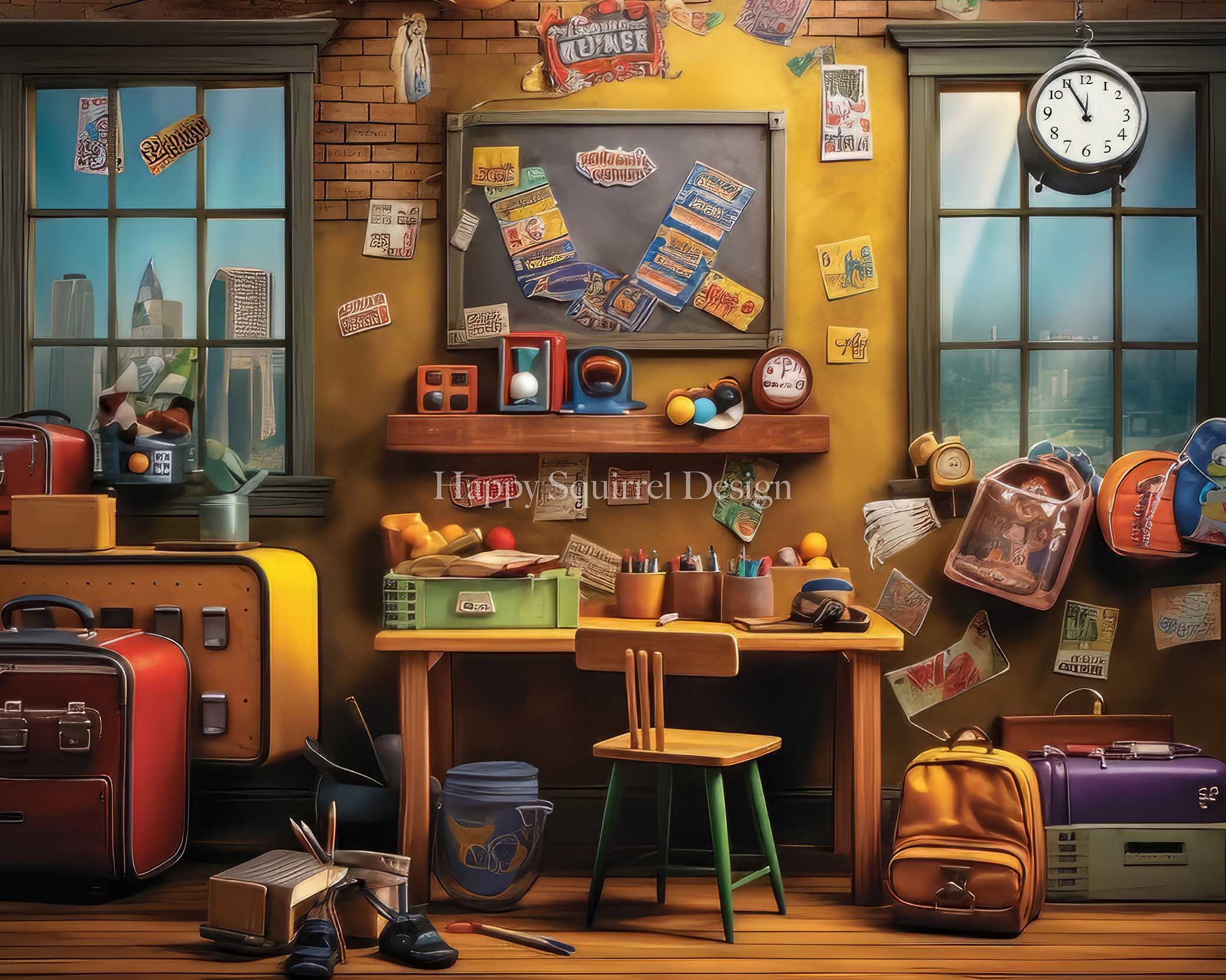 Kate School House Workspace Backdrop Designed by Happy Squirrel Design - Kate Backdrop AU