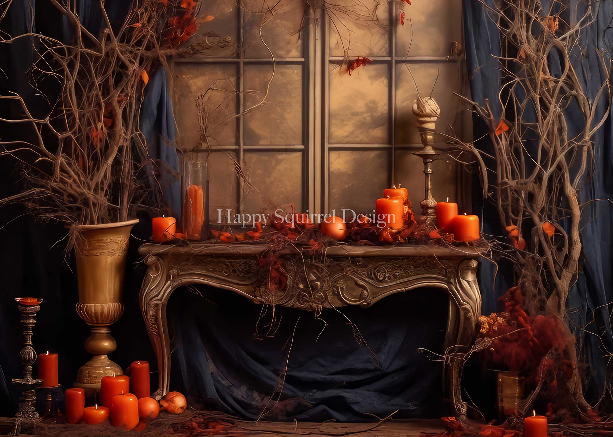 Kate Spooky Halloween Wall Backdrop Designed by Happy Squirrel Design